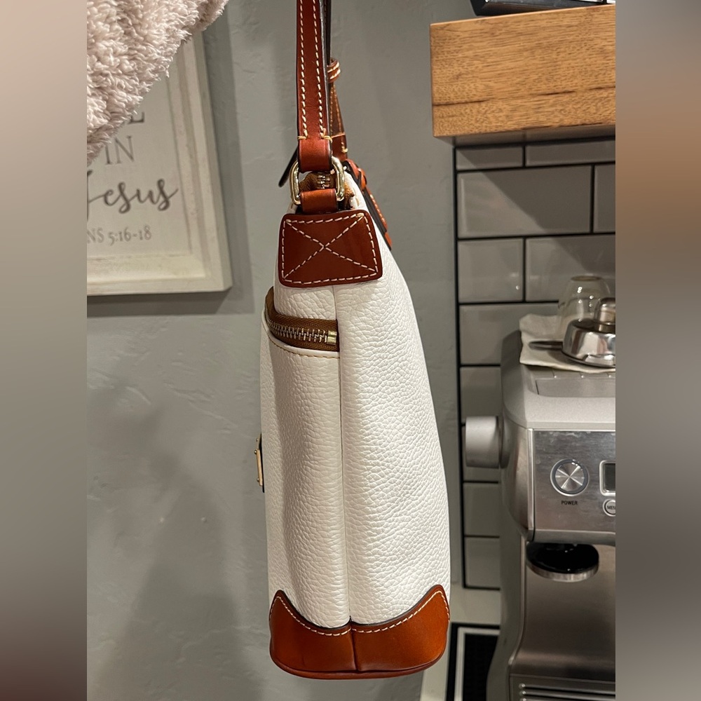 Dooney & Bourke White/Tan Pebble Leather Crossbody - Picture 7 of 13